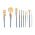 makeup brush set, 10pcs makeup brushes, cosmetic brush set, professional makeup tools, beauty brush kit, foundation brush set, eyeshadow brush set, wooden handle brushes, makeup blending brushes, face makeup brushes