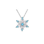 snowflake necklace, sterling silver necklace, Austrian crystal jewelry, winter pendant necklace, silver snowflake pendant, women crystal necklace, holiday jewelry gift, adjustable silver necklace, blue crystal necklace, elegant women jewelry